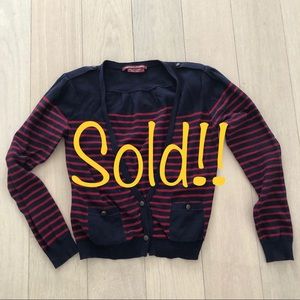 Comptoir des Cotonniers blue/red stripe cardigan